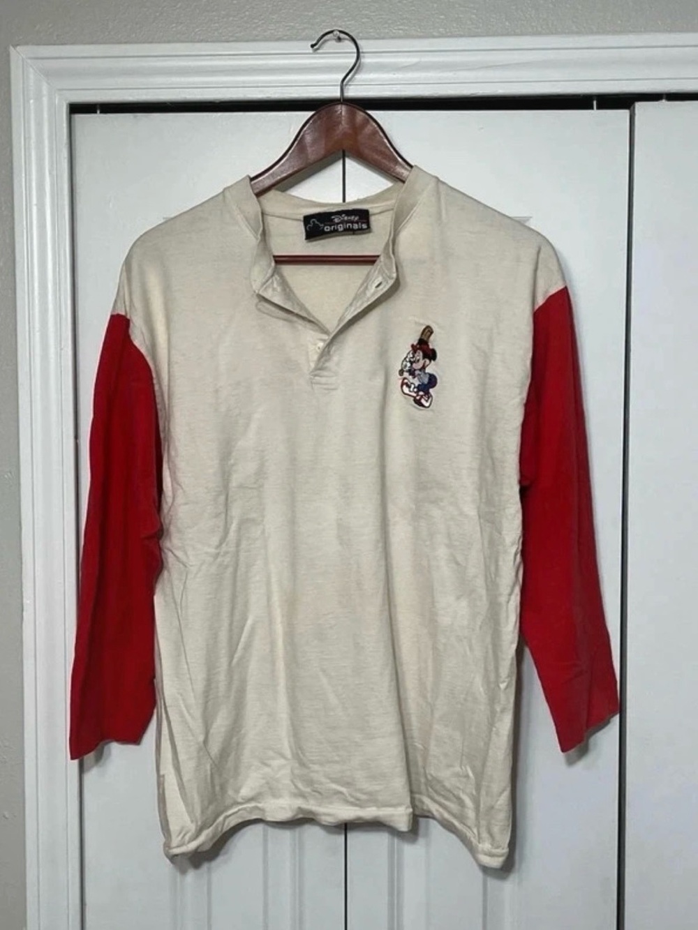 Vintage Mickey Disney Originals t shirt men’s large baseball tee 1970s Henley